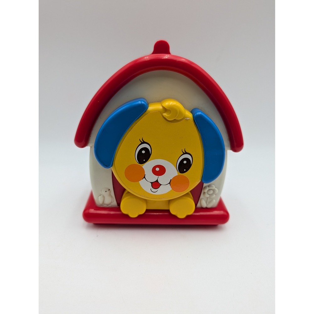 Kiddicraft Wind Up Musical Puppy Doghouse Toy Doggie Window Vintage Nursery